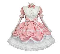 Jeufoin Women’s Classic Pink Gothic Lolita Dress Detachable Sleeve Multi Layered Halloween Cosplay Costume with Bowknots 2XL Pink