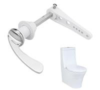 jeufun 1PCS Alloy Toilet Cistern Lever Flush Handle,Universal Fit Metal Toilet FlushLever,Victorian Style Toilet Handle,Replacement Flush Lever Kit for Toilet WC Cistern Tank(Silver)