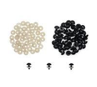 jeufun 50Pcs 12mm Safety Eyes and Washers Set,DIY Plastic Safety Eyes,Plastic Doll Eyes,Crochet Animal Eyes,Dolls Toys Accessories Animal Making Craft Eyes for DIY Craft Dolls Plush Animals(Black)