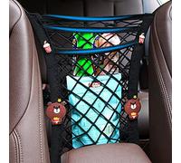 jeufun Car Mesh Organizer 3-Layer,Adjusting Car Net Pocket Between Seats,Cargo Tissue Purse Holder, Driver Storage Netting Pouch for Bag Luggage Pets Children Kids Disturb Stopper