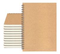 JEUIHAU 10 Pack A5 Grid Spiral Notebook, 120 Pages/60Sheets Kraft Cover Grid Notebook 80 gsm Squared Paper Notebook A5, Wirebound Notebooks Journals for Drawing, Writing, Planning, Note Taking