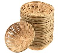 JEUIHAU 10 PCS 9 Inch Bamboo Bread Basket, Round Wicker Bread Basket Natural Bamboo Wicker Basket for Bread, Fruit and Snack Storage