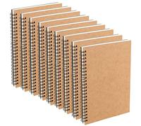 JEUIHAU 10 PCS A5 Spiral Sketchbook, 160gsm Blank Kraft Spiral Bound Hardback Notebook, Kraft Cover Sketch Book for Portrait, Sketching, Drawing, Scrapbooking, 60 Pages (30 Sheets), Rollover Type