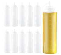 JEUIHAU 10 PCS Plastic Squeeze Condiment Bottles, 32oz/1000ml Sauce Bottle Dispenser with Nozzles 1L Ketchup Bottle Squeezy Sauce Bottles for Dressing, BBQ, Sauce, Mustard, Salad