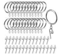 JEUIHAU 100 Pack Metal Curtain Hooks, 30mm Silver Curtain Rings Curtain Hanging Rings with Eyelets, Curtain Pole Rings for Window, Door, Bathroom Hanging