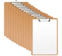 JEUIHAU 12 Pack A4 Wooden Clipboards, Durable Hardboard Clipboard, Quality Menu Clipboard with Sturdy Spring Grip and Concealed Hanging Hole for Office Work Classroom Business Restaurant