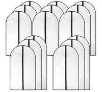 JEUIHAU 15 Pack 3 Sizes Breathable Clothes Covers with Zip, Waterproof Dustproof Garment Covers, Clothes Covers Protector Bags for Suit, Dress, Wardrobe Storage and Travel, 60x80cm,60x100cm,60x120cm