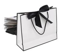 JEUIHAU 15 PCS Black and White Gift Bags with Bow Ribbon, Medium Gift Bags 30 x 25 x 10 CM, Luxury Paper Bag with Handle for Birthday, Party, Wedding, Festival Celebration, Baby Showers