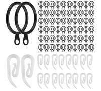 JEUIHAU 150 Pack Curtain Rings and Hooks, 30 mm Metal Drapery Curtain Hanging Rings with Plastic Hooks for Window, Door and Shower, Black