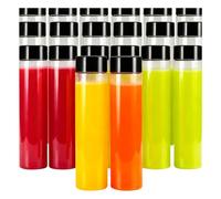 JEUIHAU 20 Pack 350 ml 12OZ Clear PET Plastic Juice Bottles with Black Lids, Reusable Drink Bottles Bulk for Storing Smoothie, Milk and Homemade Beverages