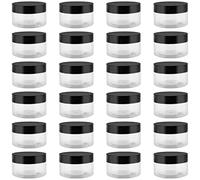 JEUIHAU 24 Pack 100ml Clear Plastic Jars with Lids, BPA-Free Empty Slime Storage Jars, Wide Mouth Plastic Container for Slime, Spices, Makeup, Grains, Crafts