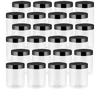 JEUIHAU 24 Pack 250ml/8oz Clear Plastic Jars with Lids, BPA-Free Empty Slime Storage Jars, Wide Mouth Plastic Container for Slime, Spices, Crafts