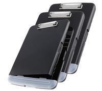 JEUIHAU 3 Pack Clipboard with Storage, A4 Clip Board Folder with Pen Holder, Plastic Clipboards with Compartment Portable for School Office Medical Personnel, Black