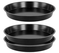 JEUIHAU 3 PCS Round Pizza Baking Tray, 10 inch Non Stick Round Baking Tray Durable Carbon Steel Pan Deep Pan Pizza Tray for Baking Oven, Making Pizza, Home Kitchen