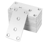 JEUIHAU 30 PCS Flat Brackets for Wood, 80 × 40 × 2mm Stainless Steel Joining Plates Flat Straight Mending Plates for Repairing and Fixing, Furniture, Beds, Tables