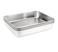 JEUIHAU 4 Pack 23 x 17 x 5 cm Small Baking Tray Set, Deep Cake Tins Stainless Steel Baking Sheet Pans for Cakes, Pizza, Cookie, Meat, Vegetables, Desserts