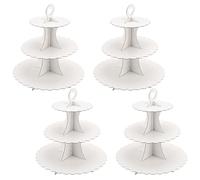 JEUIHAU 4 Pack 3 Tier Cardboard Cupcake Stands, White cup cake stand Dessert Display Stand for Wedding, Birthday, Party, Anniversary Halloween, and Afternoon Tea