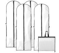 JEUIHAU 4 Pack 60x180cm Breathable Long Dress Covers with Zip, Waterproof Dustproof Garment Covers with Handles, Foldable PEVA Clothes Covers Protector Bags for Gown, Long Dress, Wardrobe Storage