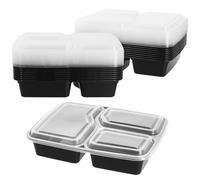 JEUIHAU 40 Pack 3 Compartment Meal Prep Containers, 32oz Plastic Food Storage Trays with Airtight Lids, Stackable Food Storage Trays for Microwavable, Freezer and Dishwasher Safe
