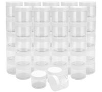 JEUIHAU 48 Pack 120ml Clear Plastic Jars with Lids, BPA-Free 4oz Empty Slime Storage Jars, Wide Mouth Plastic Container for Slime, Spices, Makeup, Grains, Crafts