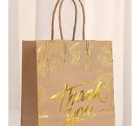 JEUIHAU 50Pcs Thank You Gift Bags Set, Kraft Paper Gift Bags with Handles Handled Party Favor Bag for Wedding Birthday