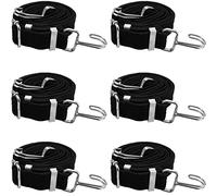 JEUIHAU 6 Pack Adjustable Bungee Cords With Hooks Set, 2M Long Flat Elasticity Rope 3 CM Width Elasticity Luggage Bungee Strap with Hooks Metal Buckle for Luggage, Camping, Cargo