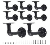 JEUIHAU 8 Pack Industrial Pipe Shelf Brackets, Black Iron Pipe Brackets with Screws, Wall Mounted Rustic Shelf Bracket for Scaffold Board Home Decoration, 15×8cm