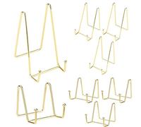 JEUIHAU 8 Pack Metal Picture Stand Easel, 3 Inches and 6 Inches Gold Iron Easel Plate Holder, Decorative Picture Frame Stand Support for Picture, Plate, Cookbook, Artwork