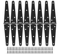 JEUIHAU 8 PCS 5 Inch Heavy Duty Strap Hinges, Gate Strap Hinges with Screws, Black Gate Hinge for Wooden Doors, Garden Fences, Garage, Yard, Barn