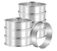 JEUIHAU 8 Pcs 8 cm Crumpet Rings Non Stick, Stainless Steel Baking Rings, Muffin Ring for Baking, Cooking, and Food Making