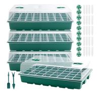 JEUIHAU Seed Trays, 4 Pack 160 Cells Propagator Growing Plastic Plant Seedling Tray with Clear Lids Adjustable Vents, Seed Propagator Kit for Greenhouse Plant Germination