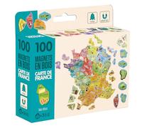 Jeujura - 100 Wooden Magnets Map of France - Reconstitute French Departments and Regions - to accompany the paintings - Wooden magnets - Geography - Box 17x15x4 cm - From 3 years old - 8969