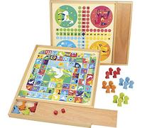Jeujura - Goose and Little Horses Games - Board Games - 4 Goose - 16 Horses - 2 from - Ages 3 and up - Rule Book - Wooden Tray - 8117