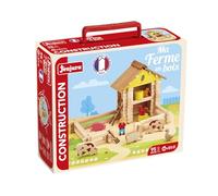 Jeujura - Ma Wooden Farm - 95 Pieces - Construction Toy in its Cardboard Suitcase - Agility - Creativity - Handling - Catalog Provided - 8040