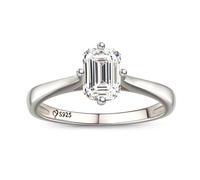 Jeulia 1ct Moissanite Diamond Ring S925 Sterling Silver Engagement Ring Eternity Rings Wedding Rings For Women ladiess for Birthday, Christmas, Valentine (Silver, M-½)