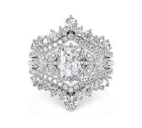 Jeulia 2.45ct Cubic Zirconia Halo Engagement Ring Set for Women, Interchangeable Butterfly Eternity Rings, Anniversary Promise Ring for Her 925 Sterling Silver Wedding Band Bridal Sets (White, K-½)