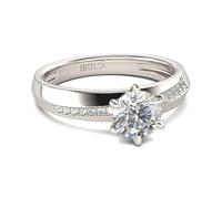 Jeulia 2.5 ct Moissanite Rings 925 Sterling Silver Women Engagement Ring Eternity Rings Wedding Ring with Round Cut for Birthday, Christmas, Valentine's Day (Moissanite, M-½)