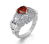 Jeulia 2.55 ct Heart Cut Diamond Skull Rings for Women Customized Bridal Sterling Silver Wedding Engagement Promise Rings for Her with GiftBox (V-½, Reminder)