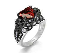 Jeulia 2.55 ct Heart Cut Diamond Skull Rings for Women Customized Bridal Sterling Silver Wedding Engagement Promise Rings for Her with GiftBox (W-½, Beating Heart)