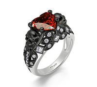 Jeulia 2.55 ct Heart Cut Diamond Skull Rings for Women Customized Bridal Sterling Silver Wedding Engagement Promise Rings for Her with GiftBox (T-½, Beating Heart)
