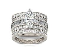Jeulia 2 Carat 3PC Wedding Ring Set for Women Marquise Cut CZ Engagement Rings Sterling Silver Oval Cubic Zirconia Bridal Set Solitaire Diamond Anniversary Promise Rings for Her with JewelryBox (R-½)