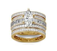 Jeulia 2 Carat 3PC Wedding Ring Set for Women Marquise Cut CZ Engagement Rings Sterling Silver Oval Cubic Zirconia Bridal Set Solitaire Diamond Anniversary Promise Rings with Jewelry Box A-gold 6