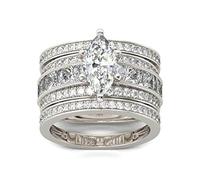 Jeulia 2 Carat 3PC Wedding Ring Set for Women Marquise Cut CZ Engagement Rings Sterling Silver Oval Cubic Zirconia Bridal Set Solitaire Diamond Anniversary Promise Rings for Her with JewelryBox (T-½)