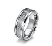 Jeulia 8MM Titanium Steel Men's Band Wedding Ring High Polish Imitated Meteorite Design Fashion Simple Business Comfortable Suitable for Daily Wear (Silver, V-½)