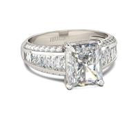 Jeulia 925 Sterling Silver Engagement Rings for Women Classic Radiant Cut Cubic Zirconia Silver Ring Wedding Ring for Women Anniversary Promise Rings for Her (L-½)