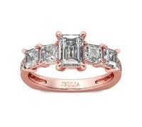 Jeulia 925 Sterling Silver Engagement Rings for Women Rose Gold Princess Cut Cubic Zirconia Wedding Promise Rings for Her Wedding Band for Women Gift for her (Q-½)