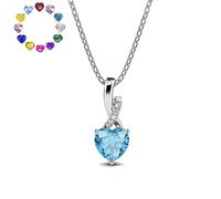 Jeulia 925 Sterling Silver Heart Cut Personalized Birthstone Necklace Twist Adjustable Necklace for Women, Engagement, Wedding, Birthday (Rose Gold, 400+50 mm) (Silver)