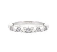 Jeulia 925 Sterling Silver Minimalist Ring Zirconia Stackable Band Pinkie Ring for Everyday Wear Promise Engagement Wedding Fashion Ladies Rings (Silver, O-½)