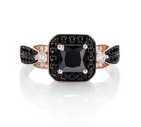 Jeulia 925 Sterling Silver Ring Halo Princess Cut Valentine's Promise Anniversary Rings for ladiess Women with Jewelry Box (Rose Gold, L-½)
