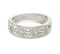 Jeulia 925 Sterling Silver Rings Milgrain Round Cut Women's Band Anniversary Promise Rings with Jewelry Box for Her Women ladiess (K-1/2) (Silver, O-½)